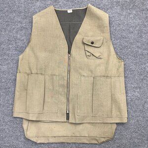 VTG Storm Pruf Japan Vest Mens M Beige Fishing Zip Up Pockets